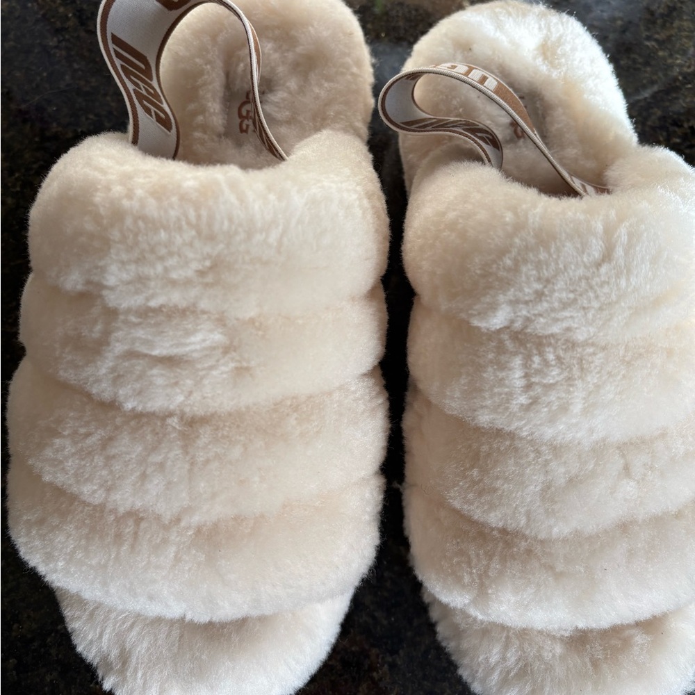 UGG Plush Cream Slippers